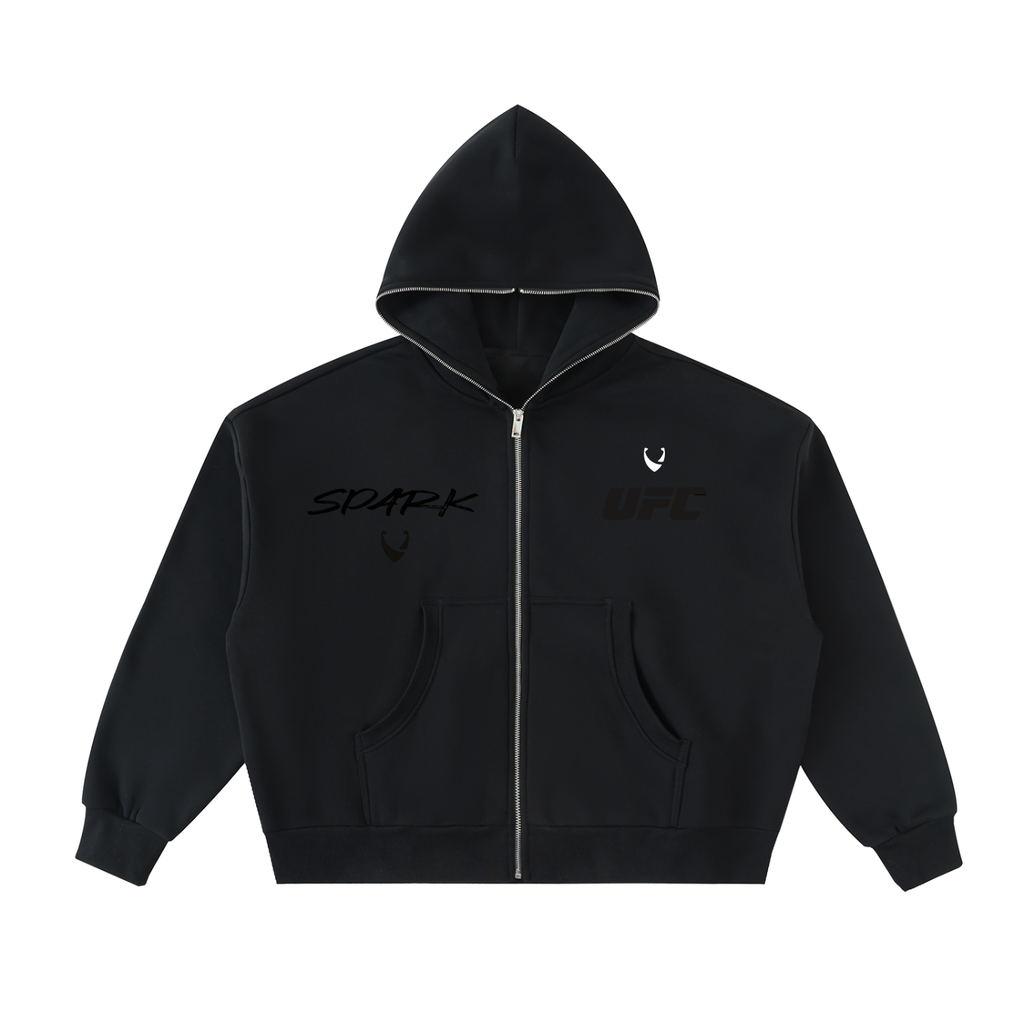 Fleeced Full-Zip Boxy Hoodie